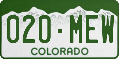 CO license plate 020MEW