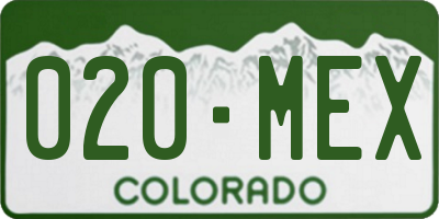 CO license plate 020MEX
