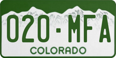 CO license plate 020MFA
