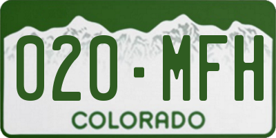 CO license plate 020MFH