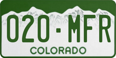 CO license plate 020MFR