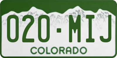 CO license plate 020MIJ