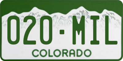CO license plate 020MIL