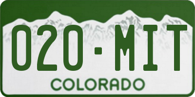 CO license plate 020MIT