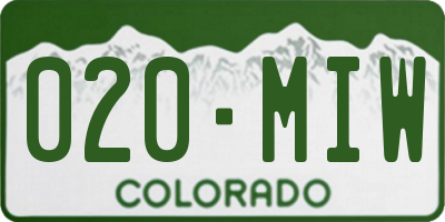CO license plate 020MIW