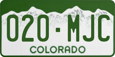 CO license plate 020MJC