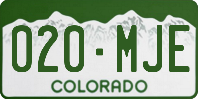 CO license plate 020MJE