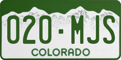 CO license plate 020MJS
