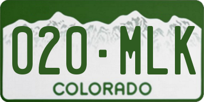 CO license plate 020MLK