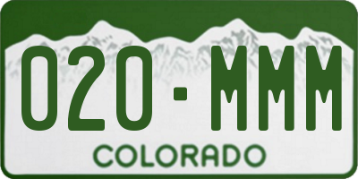 CO license plate 020MMM