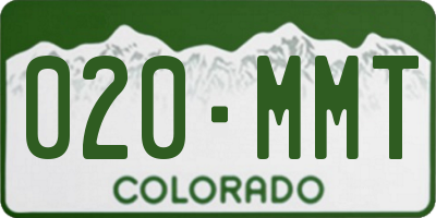 CO license plate 020MMT
