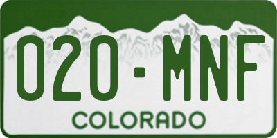 CO license plate 020MNF