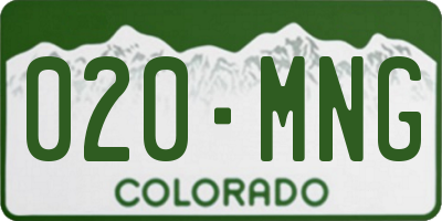 CO license plate 020MNG