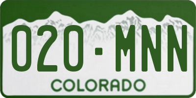 CO license plate 020MNN