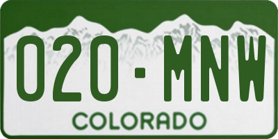 CO license plate 020MNW