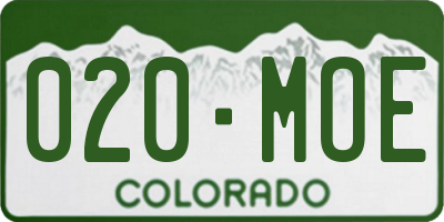 CO license plate 020MOE