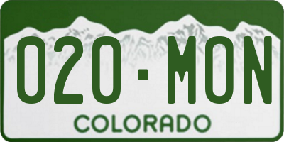 CO license plate 020MON