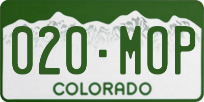 CO license plate 020MOP