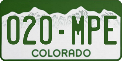 CO license plate 020MPE