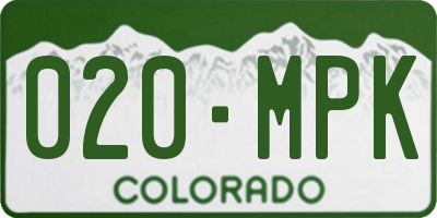 CO license plate 020MPK