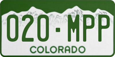 CO license plate 020MPP