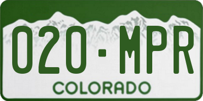 CO license plate 020MPR