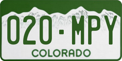 CO license plate 020MPY