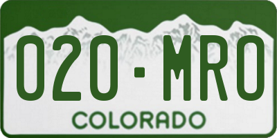 CO license plate 020MRO