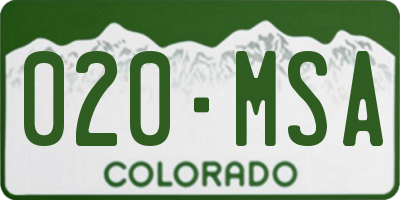CO license plate 020MSA