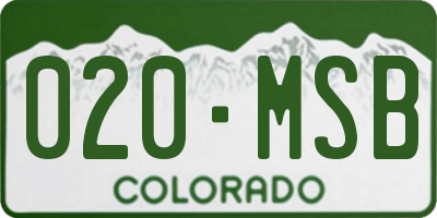 CO license plate 020MSB