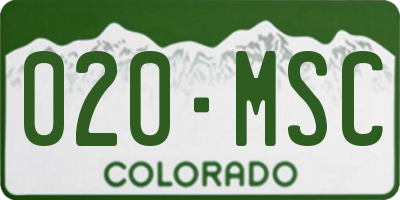 CO license plate 020MSC