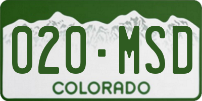 CO license plate 020MSD