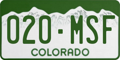 CO license plate 020MSF