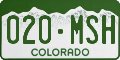 CO license plate 020MSH