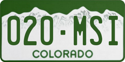 CO license plate 020MSI