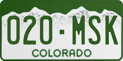 CO license plate 020MSK