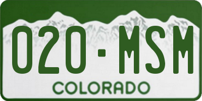 CO license plate 020MSM