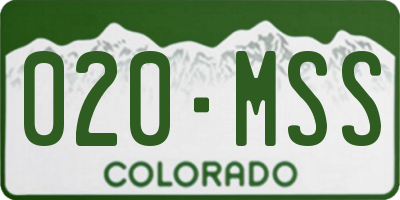 CO license plate 020MSS