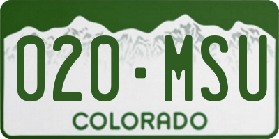 CO license plate 020MSU