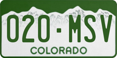 CO license plate 020MSV