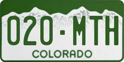 CO license plate 020MTH