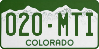 CO license plate 020MTI