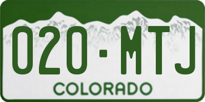 CO license plate 020MTJ