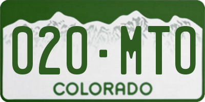 CO license plate 020MTO