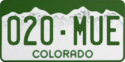 CO license plate 020MUE