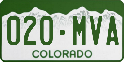 CO license plate 020MVA