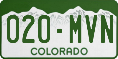 CO license plate 020MVN