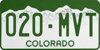 CO license plate 020MVT
