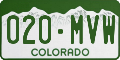 CO license plate 020MVW