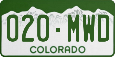 CO license plate 020MWD